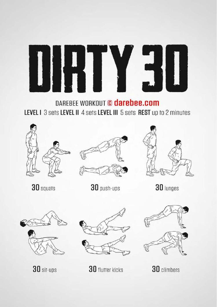 Dirty 30 workout poster